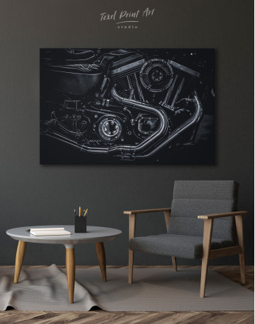 Black Motorcycle Engine Canvas Wall Art - image 4
