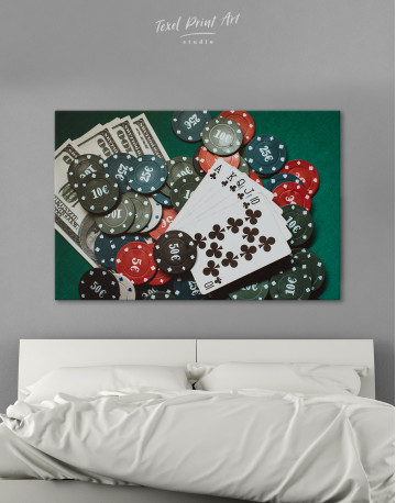 Poker Chips with Cards Canvas Wall Art