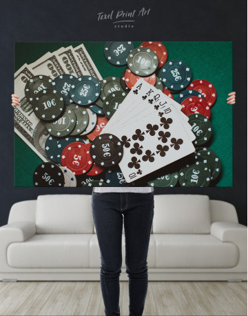 Poker Chips with Cards Canvas Wall Art - image 1