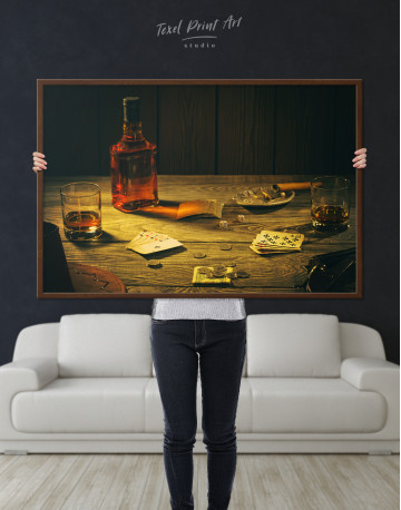 Framed Whiskey and Poker Canvas Wall Art - image 4