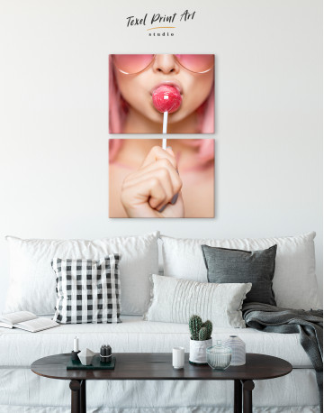 Pink Lollipop Lips Canvas Wall Art - image 4
