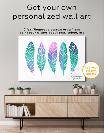 Watercolor Feather Set Canvas Wall Art - image 1