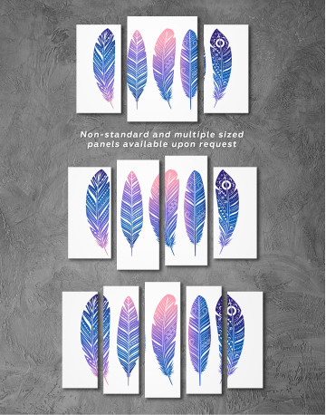Watercolor Feather Set Canvas Wall Art - image 3