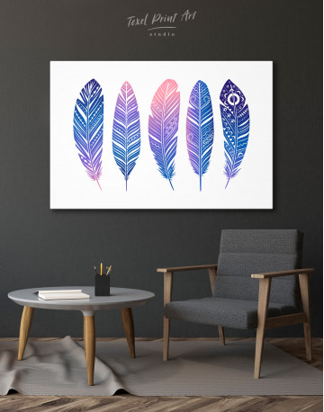 Watercolor Feather Set Canvas Wall Art - image 4