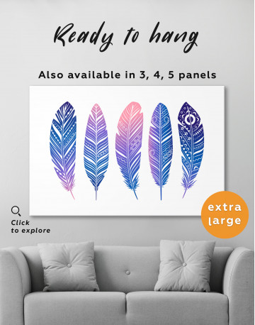 Watercolor Feather Set Canvas Wall Art - image 5