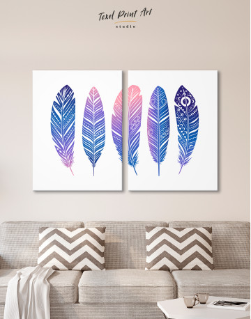 Watercolor Feather Set Canvas Wall Art - image 10