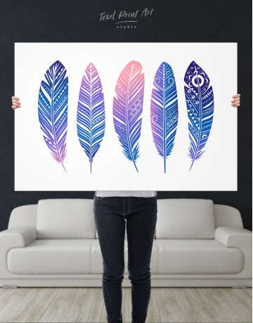 Watercolor Feather Set Canvas Wall Art - image 9