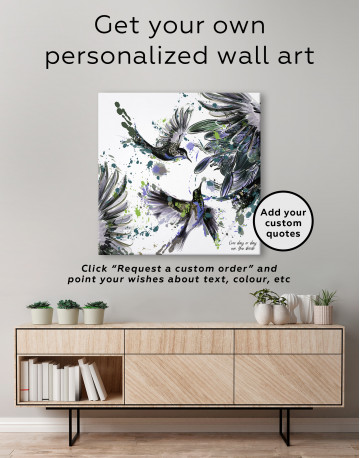 Watercolor Splashes Hummingbird Canvas Wall Art - image 5