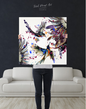 Watercolor Splashes Hummingbird Canvas Wall Art - image 6