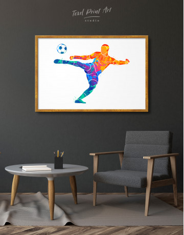 Framed Watercolor Soccer Player Canvas Wall Art - image 2
