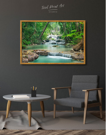 Framed Deep Forest Waterfall Canvas Wall Art - image 3