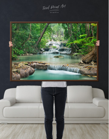 Framed Deep Forest Waterfall Canvas Wall Art - image 4