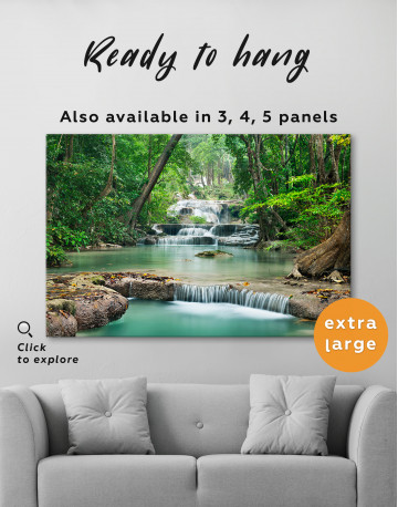 Deep Forest Waterfall Canvas Wall Art - image 1