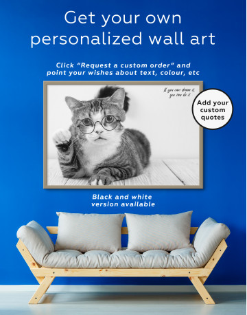 Framed Cat in Glasses Canvas Wall Art - image 2