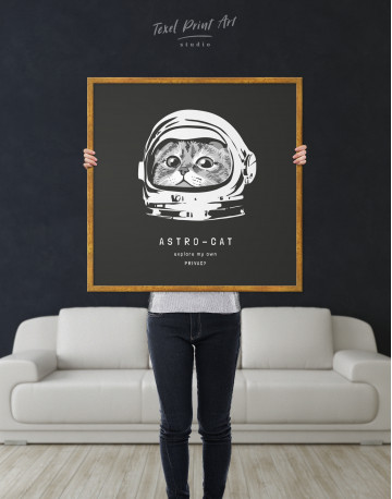 Framed Astro Cat Canvas Wall Art - image 4