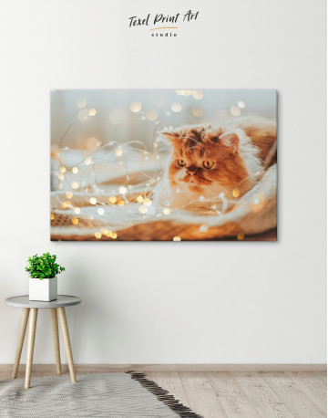 Christmas Light Cat Canvas Wall Art - image 3