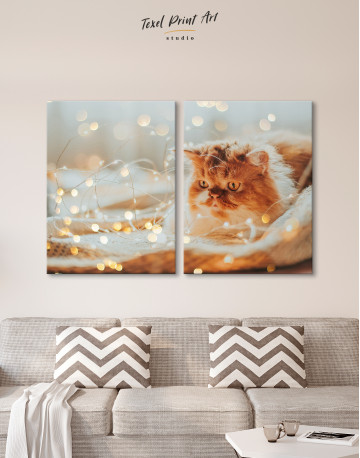 Christmas Light Cat Canvas Wall Art - image 10