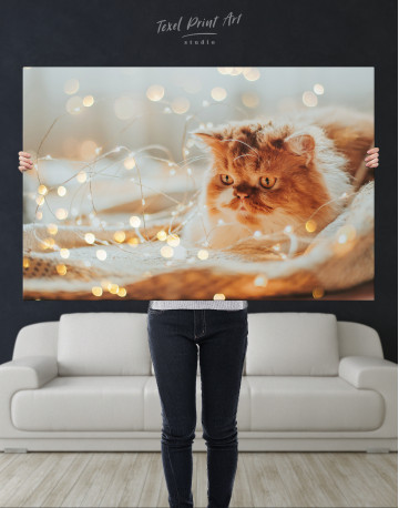 Christmas Light Cat Canvas Wall Art - image 9