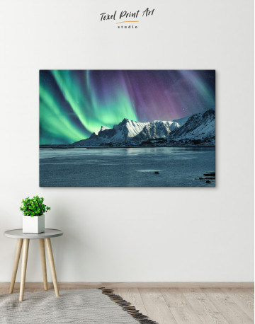 Lofoten Islands Mountains Aurora Borealis Canvas Wall Art - image 2