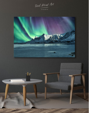 Lofoten Islands Mountains Aurora Borealis Canvas Wall Art - image 4