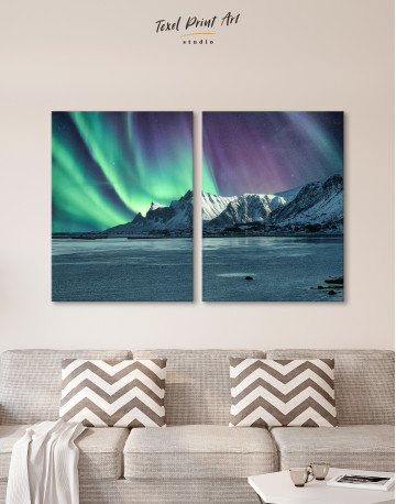 Lofoten Islands Mountains Aurora Borealis Canvas Wall Art - image 10