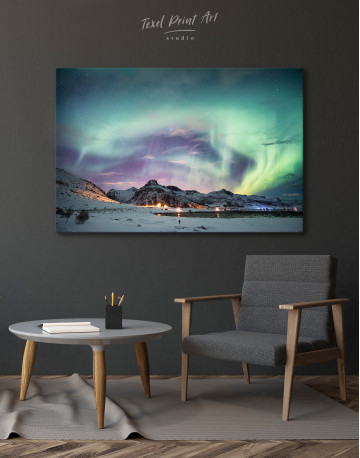 Northern Lights Mountain Winter Canvas Wall Art - image 6