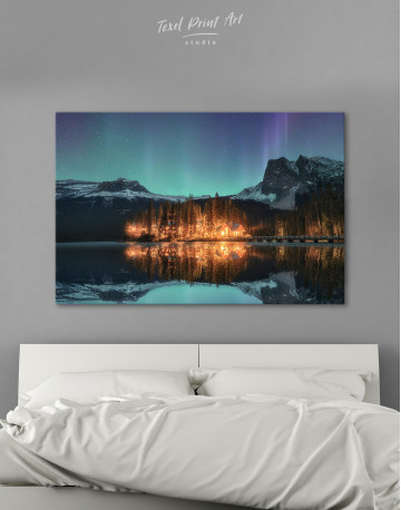 Emerald Lake Aurora Borealis Canvas Wall Art