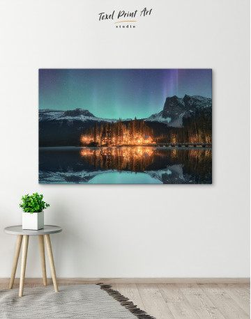 Emerald Lake Aurora Borealis Canvas Wall Art - image 4
