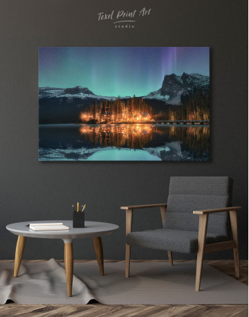 Emerald Lake Aurora Borealis Canvas Wall Art - image 2