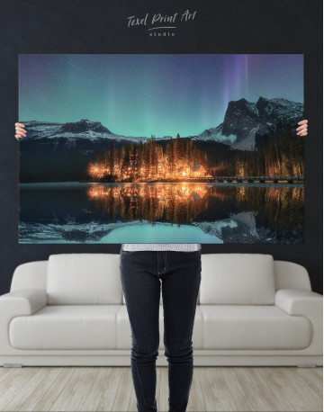 Emerald Lake Aurora Borealis Canvas Wall Art - image 8