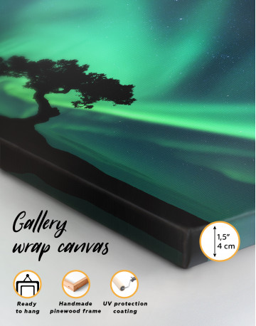 Aurora Borealis and Silhouette of a Tree Canvas Wall Art - image 3