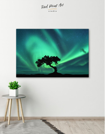 Aurora Borealis and Silhouette of a Tree Canvas Wall Art - image 5