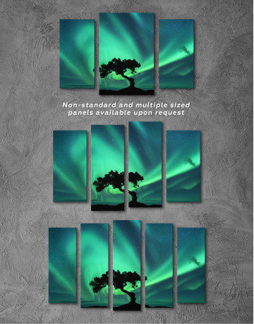 Aurora Borealis and Silhouette of a Tree Canvas Wall Art - image 6