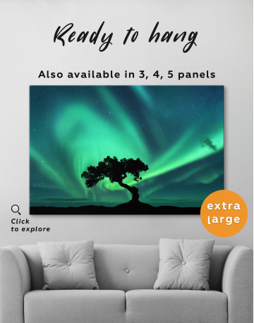 Aurora Borealis and Silhouette of a Tree Canvas Wall Art - image 8