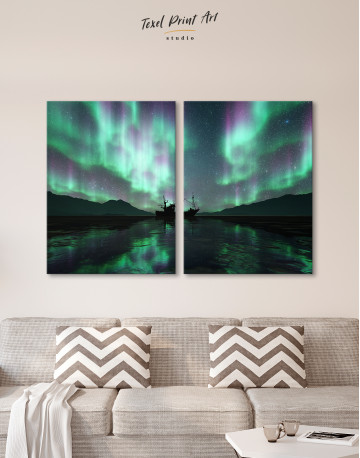 Aurora Borealis Landscape Canvas Wall Art - image 2