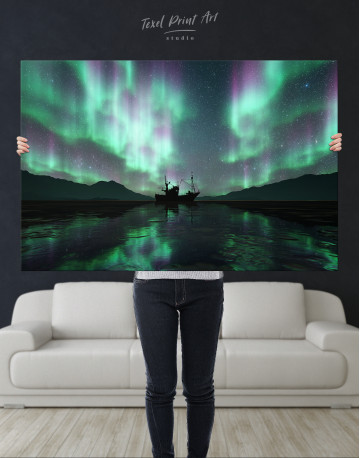 Aurora Borealis Landscape Canvas Wall Art - image 1