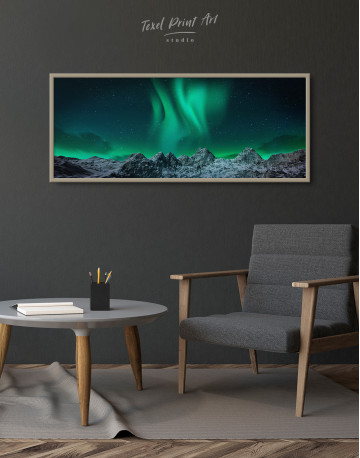 Framed Panoramic Aurora Borealis Mountains Canvas Wall Art - image 3
