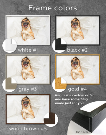 Framed Happy Dog in Bed Canvas Wall Art - image 2