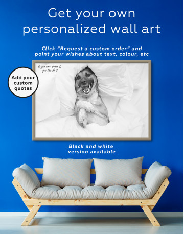 Framed Happy Dog in Bed Canvas Wall Art - image 3