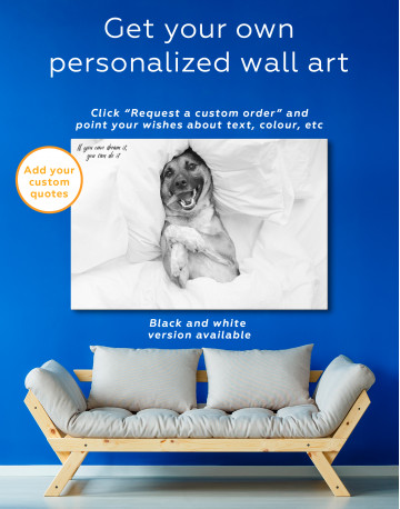 Happy Dog in Bed Canvas Wall Art - image 3