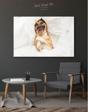 Happy Dog in Bed Canvas Wall Art - image 6