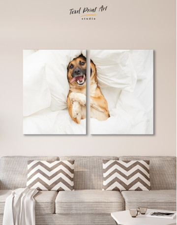 Happy Dog in Bed Canvas Wall Art - image 10