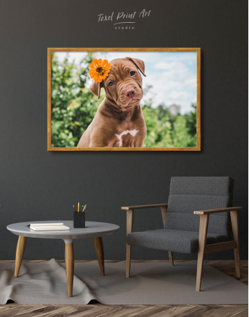 Framed Cute Brown Labrador Puppy Canvas Wall Art - image 2