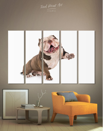 5 Panels Smiling American Bully Canvas Wall Art