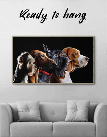 Framed Group Photo of Dogs Canvas Wall Art