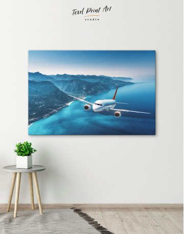 Aeroplane Flying Over Islands Scene Canvas Wall Art - image 4