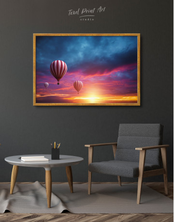 Framed Sunset Sky Hot Air Balloon Canvas Wall Art - image 3