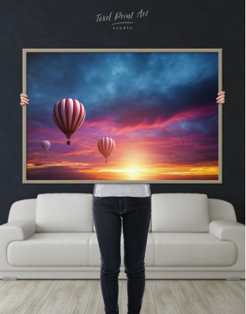 Framed Sunset Sky Hot Air Balloon Canvas Wall Art - image 4
