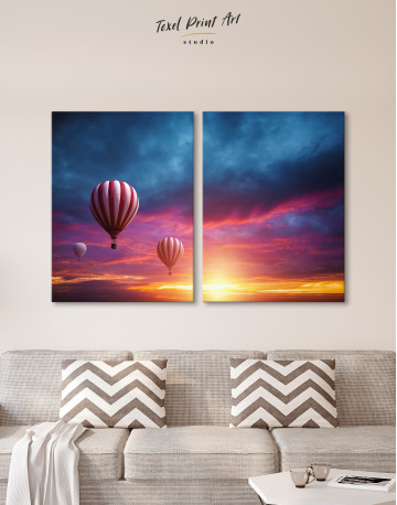 Sunset Sky Hot Air Balloon Canvas Wall Art - image 1