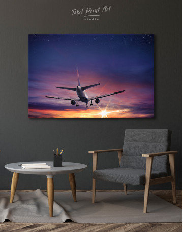 Flying Airplane Sunset Canvas Wall Art - image 3